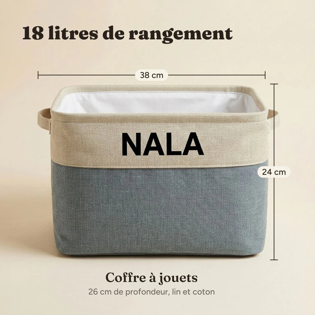 Dimensions du coffre à jouets, 38 x 26 x 24 cm, 18 litres