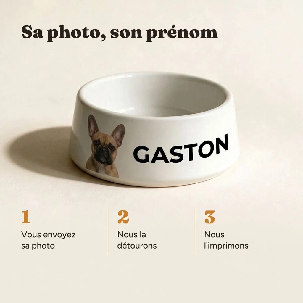 Les trois étapes pour personnaliser la gamelle avec la photo de son chien