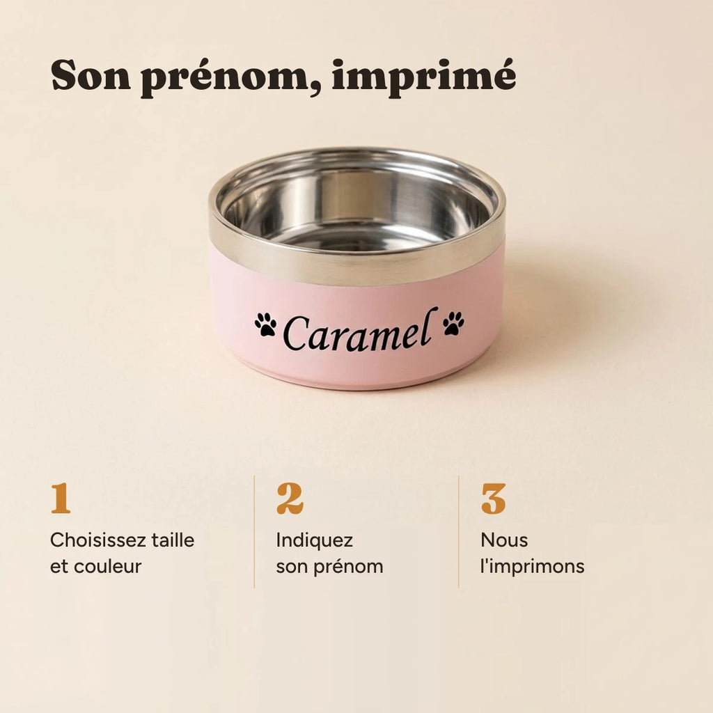 Les trois étapes pour personnaliser la gamelle inox au prénom