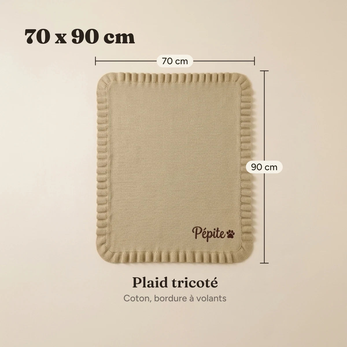 Dimensions du plaid pour chien, 70 x 90 cm